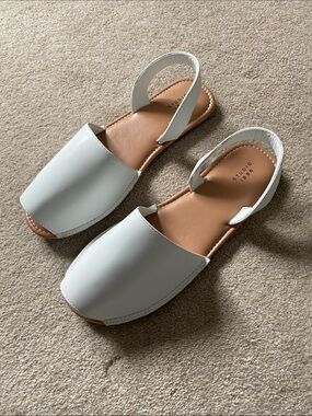 Studio White Slingback Sandals with Tan Footbed